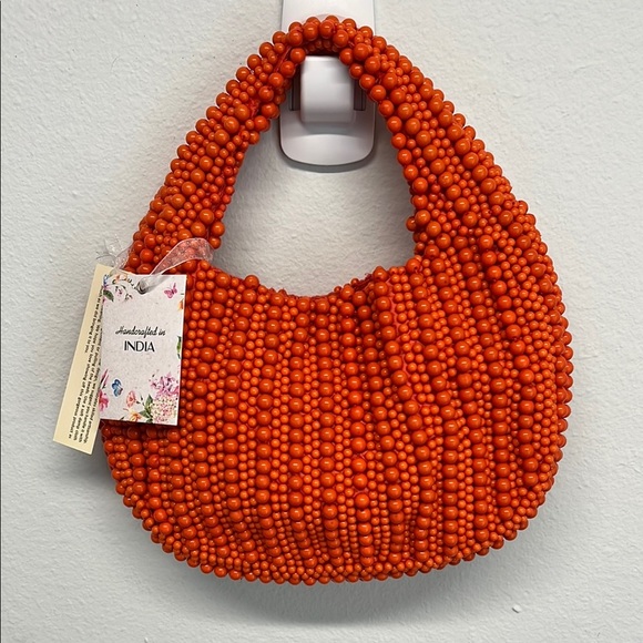 Vibrant Orange Beaded Hobo Bag ✨🧡 - Picture 4 of 8